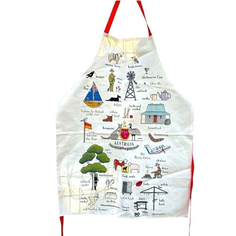 "This is Australia" Full Length Souvenir Apron Pure Cotton Language Folk Art